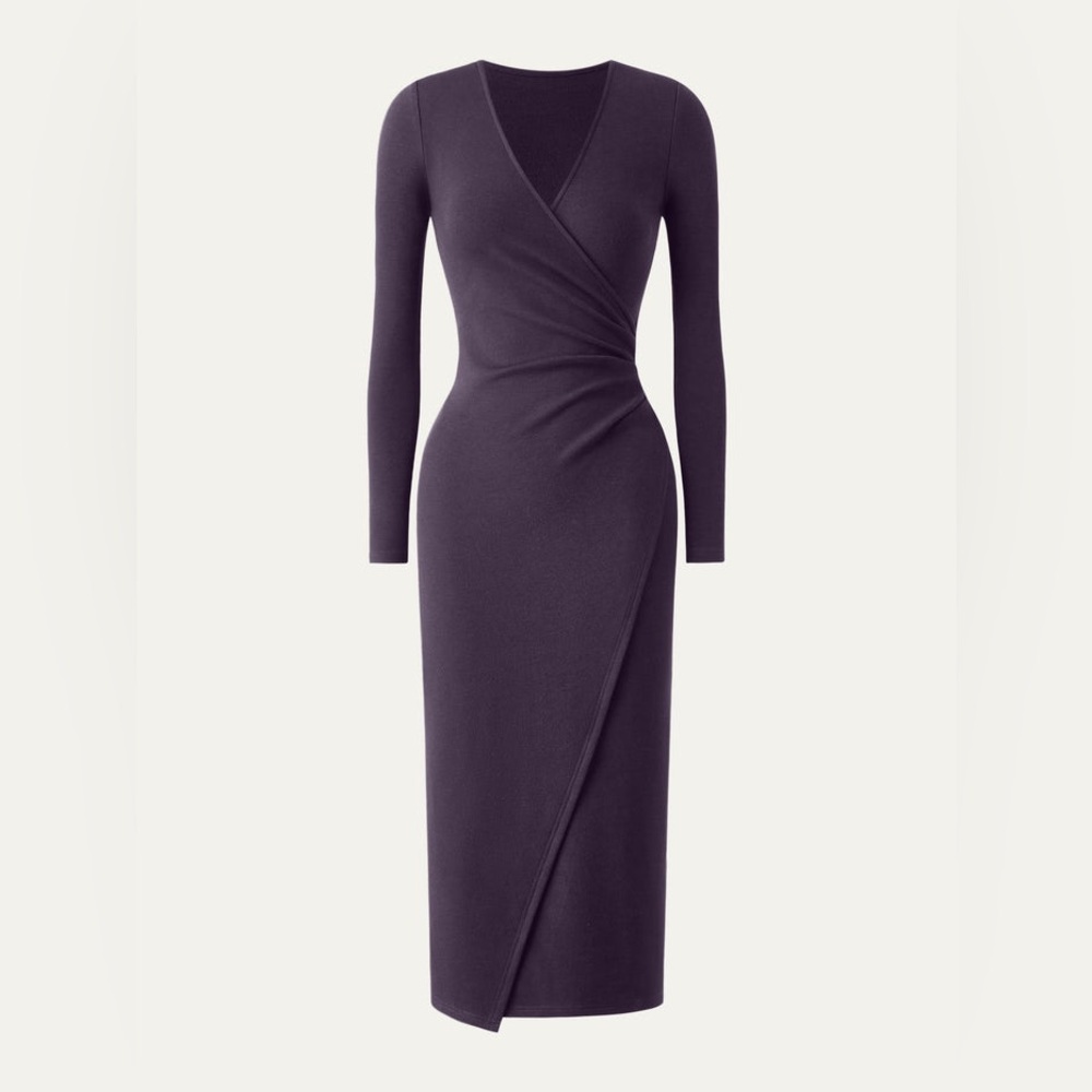 OGL MaxWarm Surplice Wrap Long Sleeve Dress in Ultraviolet size Medium. NWT